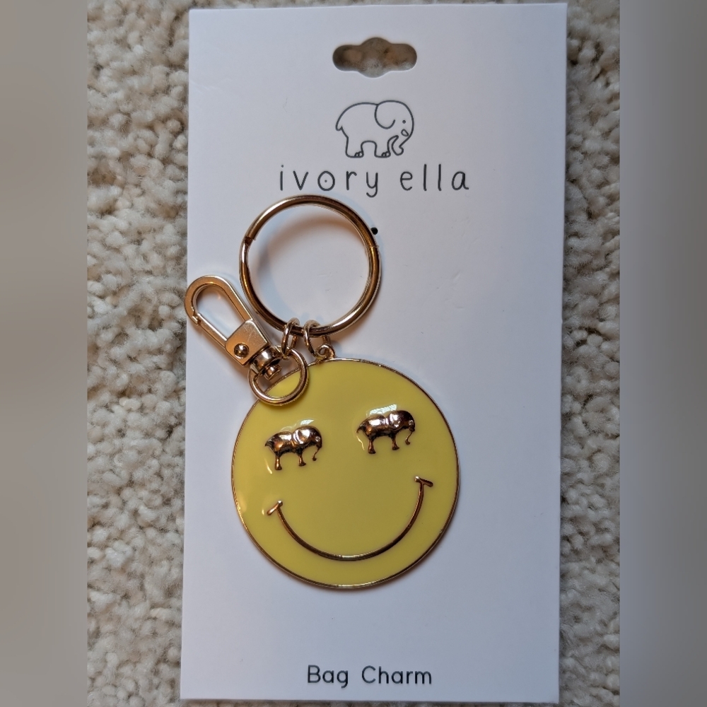 Ivory Ella Gold and Yellow Smiley Keychain/Bagcharm